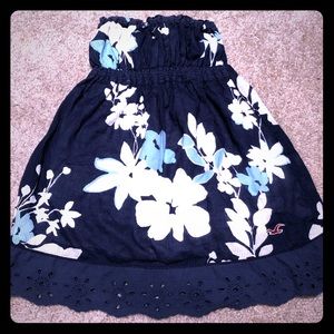 XS Blue Strapless Floral Hollister Top